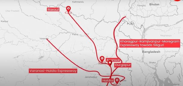 Representative Route of Raxaul-Haldia Expressway