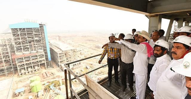 CM KCR inspecting the works at Yadadri Thermal Power plant (Telangana CMO)