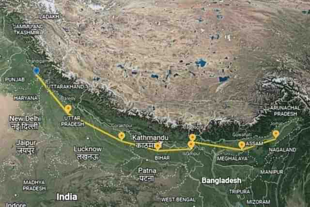 The route taken by the helicopter for the sortie.  
