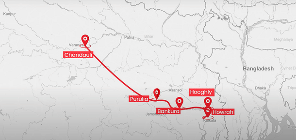 Representative Route of  Varanasi-Kolkata Expressway