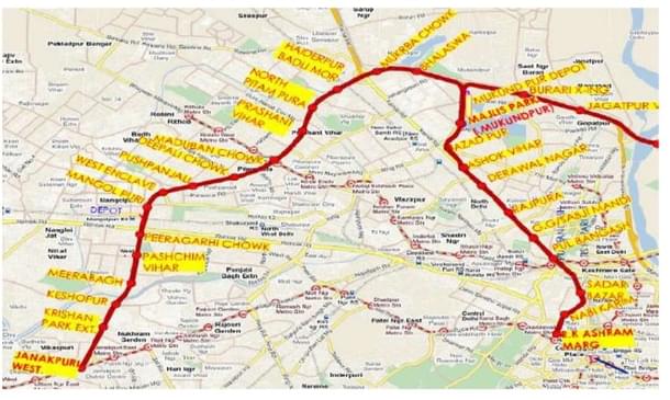 Index Plan for Janakpuri West to R.K. Ashram.