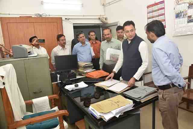 Jitin Prasada at PWD headquarters in Lucknow