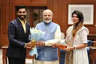 Cricketer Ravindra Jadeja and his wife Rivaba with PM Modi (imjadeja/Twitter)
