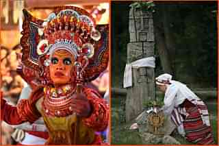 Theyyam in Kerala (L) and Rodnovery ritual in Europe. 