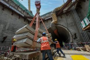 Construction of Anand Vihar RRTS station.