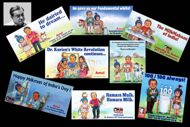 MilkMahaan of India: Over the decades the iconic Amul Girl of the company's print advertisements has unfailingly saluted its founder on his birth/death anniversaries with tributes and signature pun-ning captions.