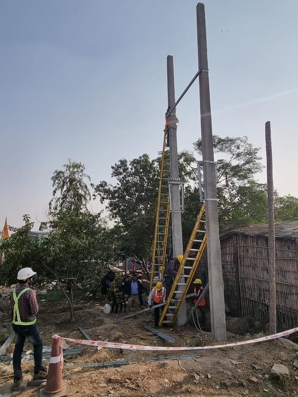 Electricity poles being set up