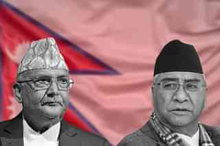 Former Prime Minister of Nepal, K P Sharma Oli, and current Prime Minister of Nepal, Sher Bahadur Deuba (Right)