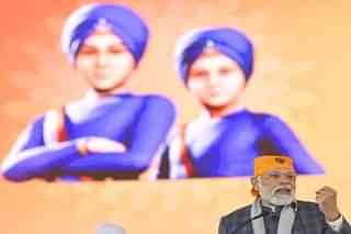 Prime Minister Narendra Modi at an event marking the first 'Veer Bal Diwas' in Delhi.