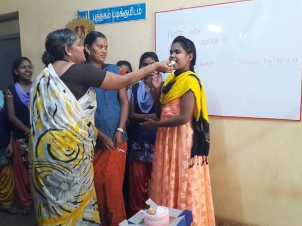 Students celebrate birthdays at the ITI hostel at KG Fabriks.