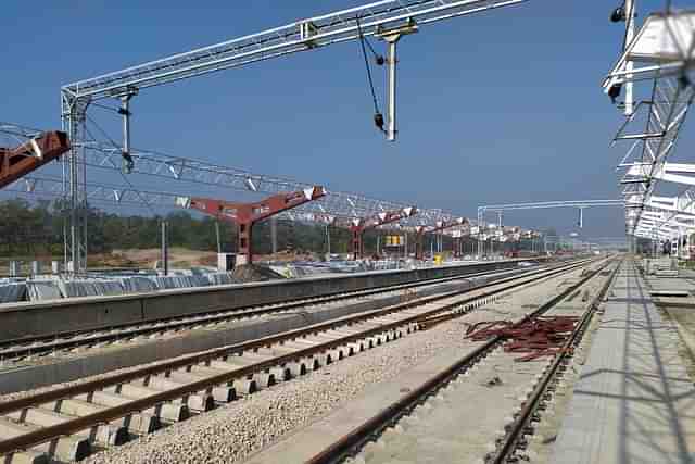 Construction work on a railway station in progress.