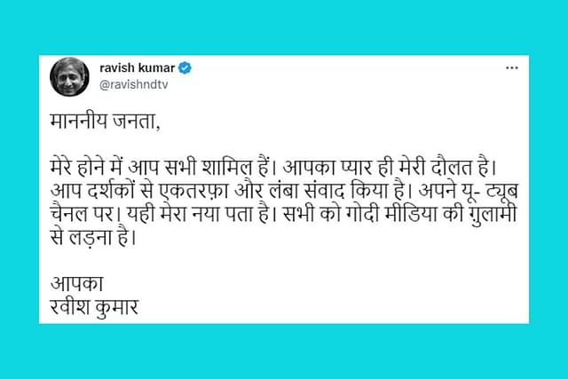Ravish Kumar tweeted this morning