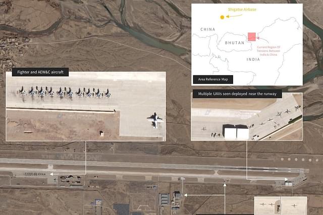 Fighter jets and UAVs at Shigatse Airport. (TheWarZone/Twitter)