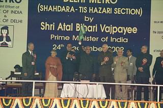 Former PM late Atal Bihari Vajpayee flagging off inaugural run of Delhi Metro Rail (DMRC)