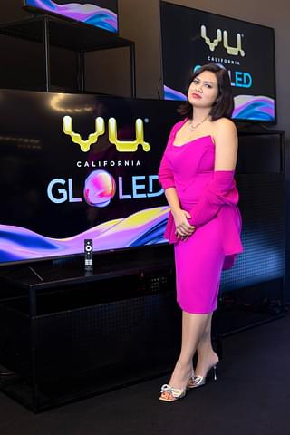 Innovations like the GloLED TV,  seen here with CEO Devita Sara,  saw VU doubling its market share this quarter.