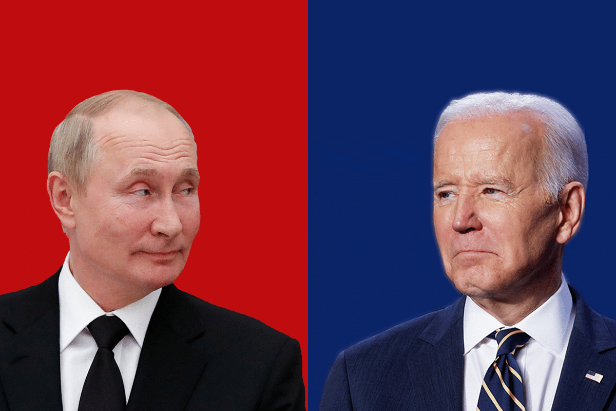 President of Russia Vladimir Putin and US President Joe Biden (right)