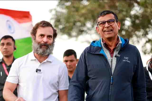 Congress leader Rahul Gandhi with Raghuram Rajan during Bharat Jodo Yatra