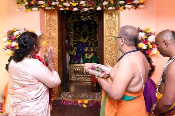 President Droupadi Murmu having darshan at at Sri Seetha Ramachandra Swamy temple of Bhadrachalam (Rashtrapati Bhavan)