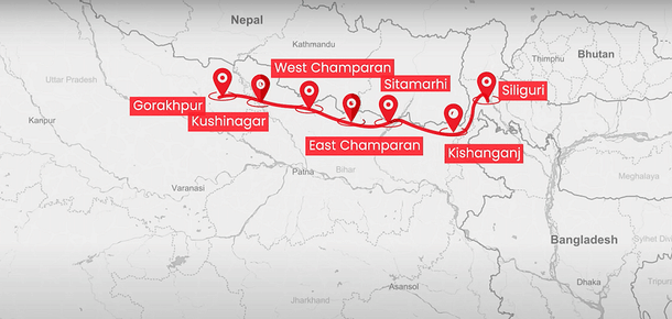 Proposed Alignment of Gorakhpur-Siliguri Expressway.