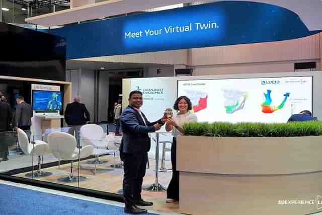 Lucid Implants’ co-founder Dr Pranav Sapkal, unveils the company's products at the Dassault Systemes 3DExperience pavilion at CES 2023 in Las Vegas.