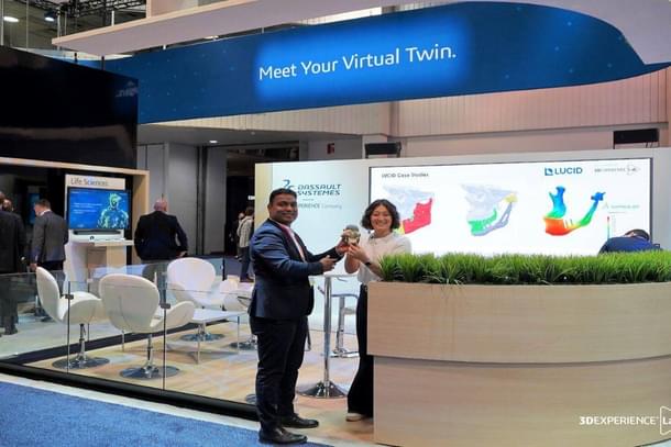 Lucid Implants’ co-founder Dr Pranav Sapkal, unveils the company's products at the Dassault Systemes 3DExperience pavilion at CES 2023 in Las Vegas.