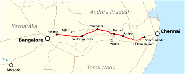  The alignment of the Bengaluru-Chennai Expressway. 