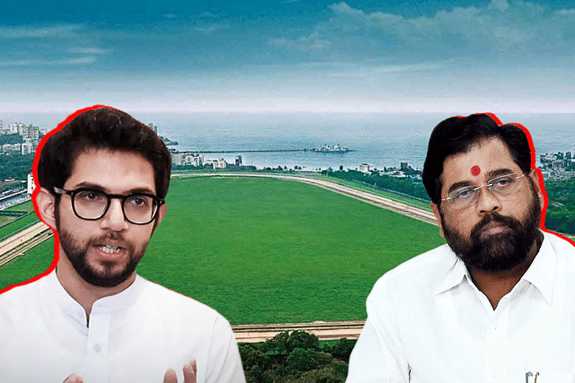 Aaditya Thackeray (L) and Maharashtra Chief Minister Eknath Shinde.