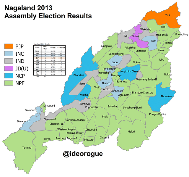 Map: Nagaland Assembly Election Results, 2013 