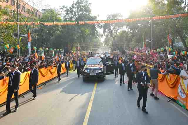 Prime Minister Narendra Modi during a roadshow in Delhi.