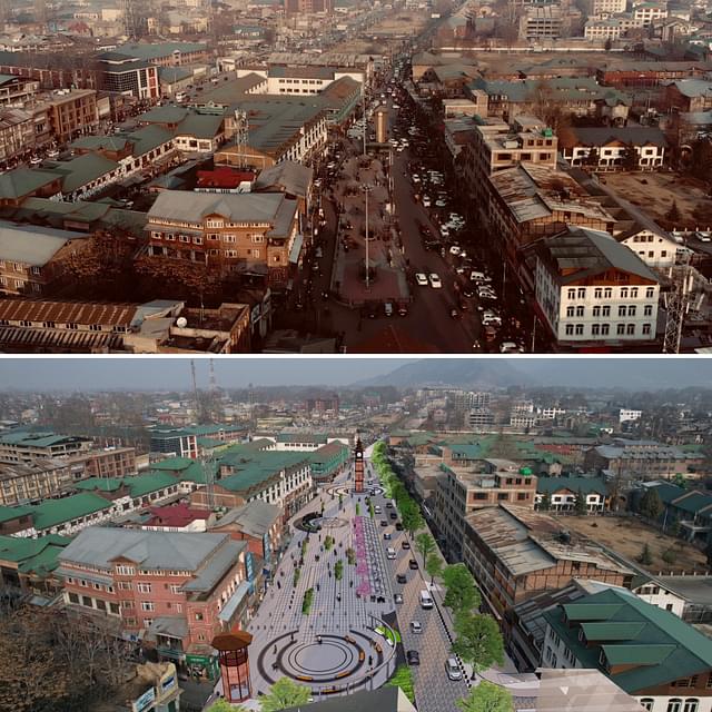 The central business district of Srinagar: before and after.