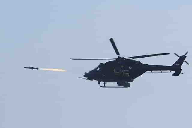 HAL-manufactured Rudra firing HELINA anti-tank missile. 