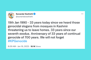 Tweet by writer Sunanda Vashisht