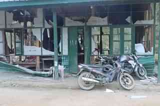 Structures in CNF headquarters at Mount Victoria (Myanmar) damaged in air strikes by Myanmarese fighter jets.