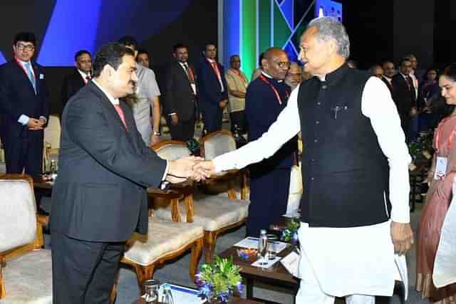 Gautam Adani with Rajasthan CM, Ashok Gehlot at the 'Invest Rajasthan' Summit (@@ashokgehlot51/Twitter)