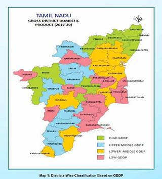 Tamil Nadu District Map Classified On Basis of GDDP