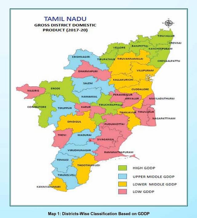 Tamil Nadu District Map Classified On Basis of GDDP