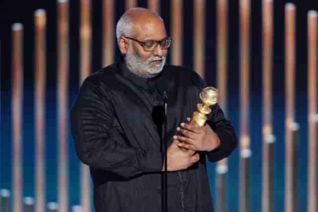 M M Keeravani with his Golden Globe (Twitter)