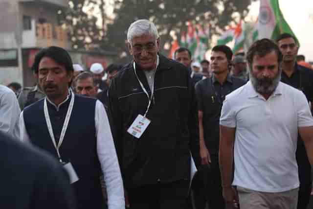 Chattisgarh Health Minister T.S. Singh Deo with Congress leader Rahul Gandhi during Bharat Jodo Yatra (Source: @TS_SinghDeo)