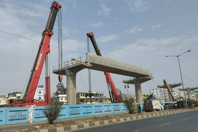 First ever U-Girder in Patna metro project. (Twitter/@OfficialDMRC)