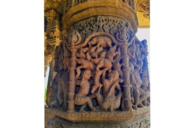 Both Arjuna and Siva as Hunters striking at the Boar.