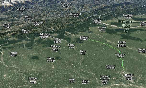 Bareilly-Sitarganj Highway Alignment