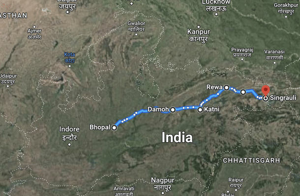 Proposed alignment of Vindhya Expressway.