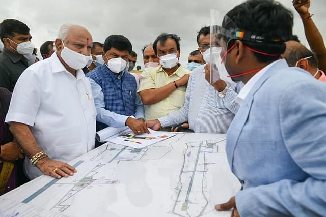 Former CM Yediyurappa Inspecting Shivamogga airport work