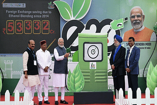 Prime Minister Narendra Modi launching E20 fuel in Bengaluru on Monday (6 February).