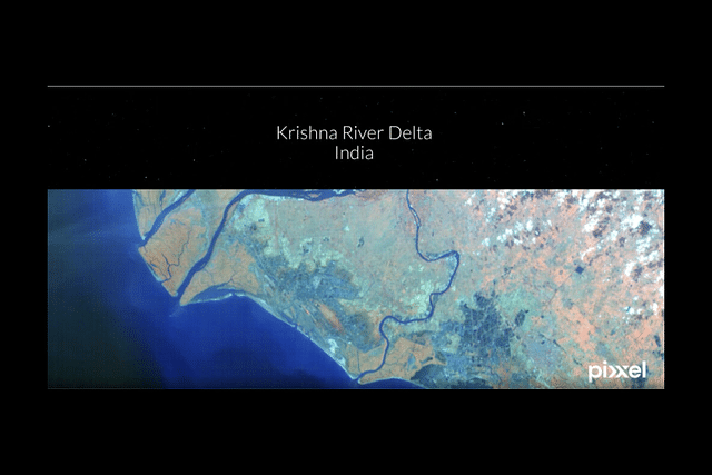 The Krishna river delta, as snapped by a Pixxel hyperspectral satellite