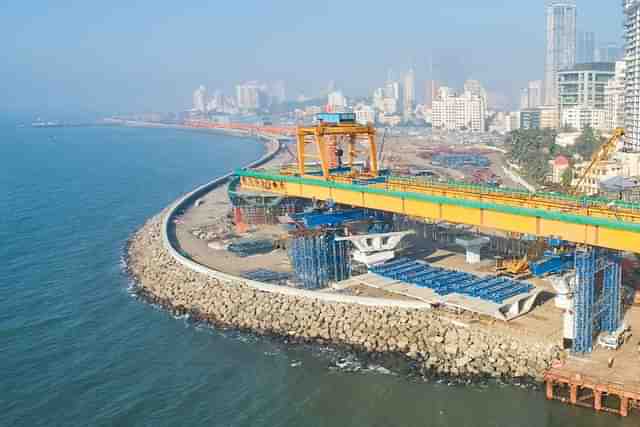 Under-construction Coastal Road Project in Mumbai.