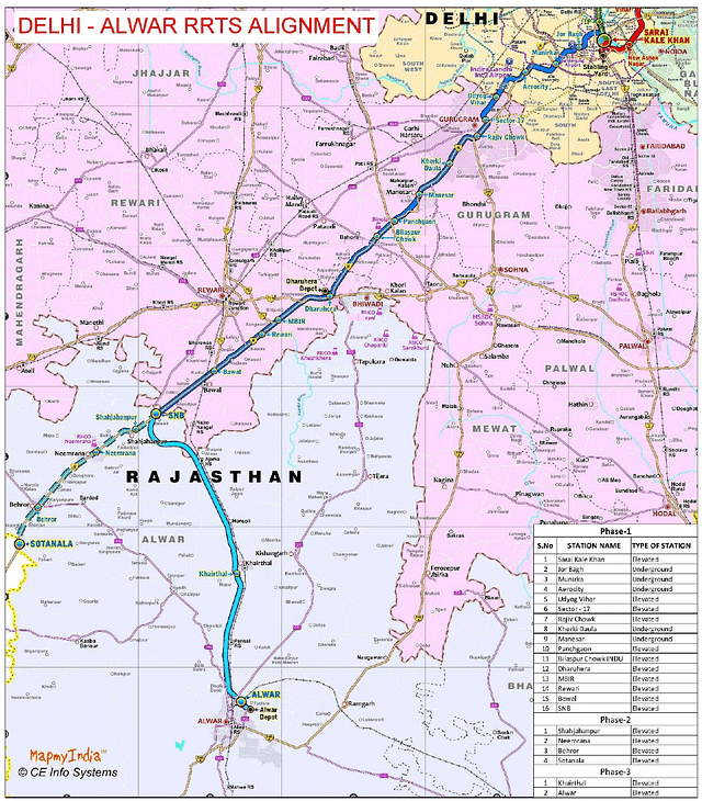 Delhi-Alwar RRTS Alignment