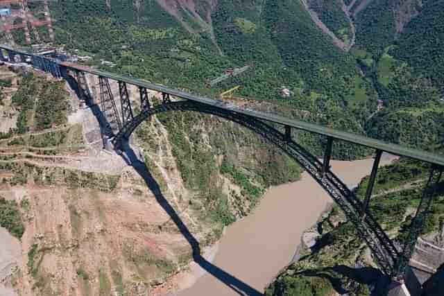 The Rs 14,000 crore-worth Chenab Bridge stands 359 m (around 1,178 feet) over the Chenab River, making it 35 m taller than the Eiffel Tower in Paris, France. (Picture Via X)