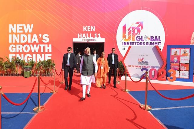 PM Modi and CM Yogi Adityanath at UP Global Investors Summit 2023 (Source: PIB)