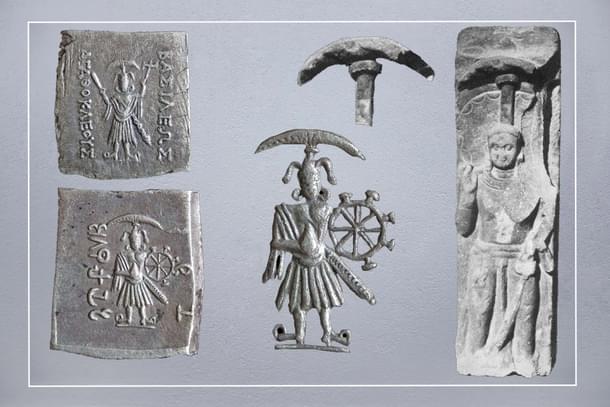 Showing how engravers took elements from surrounding Bhagavatha movement and sculptures in the coins of Agathocles. (from: Bopearachchi,2016)